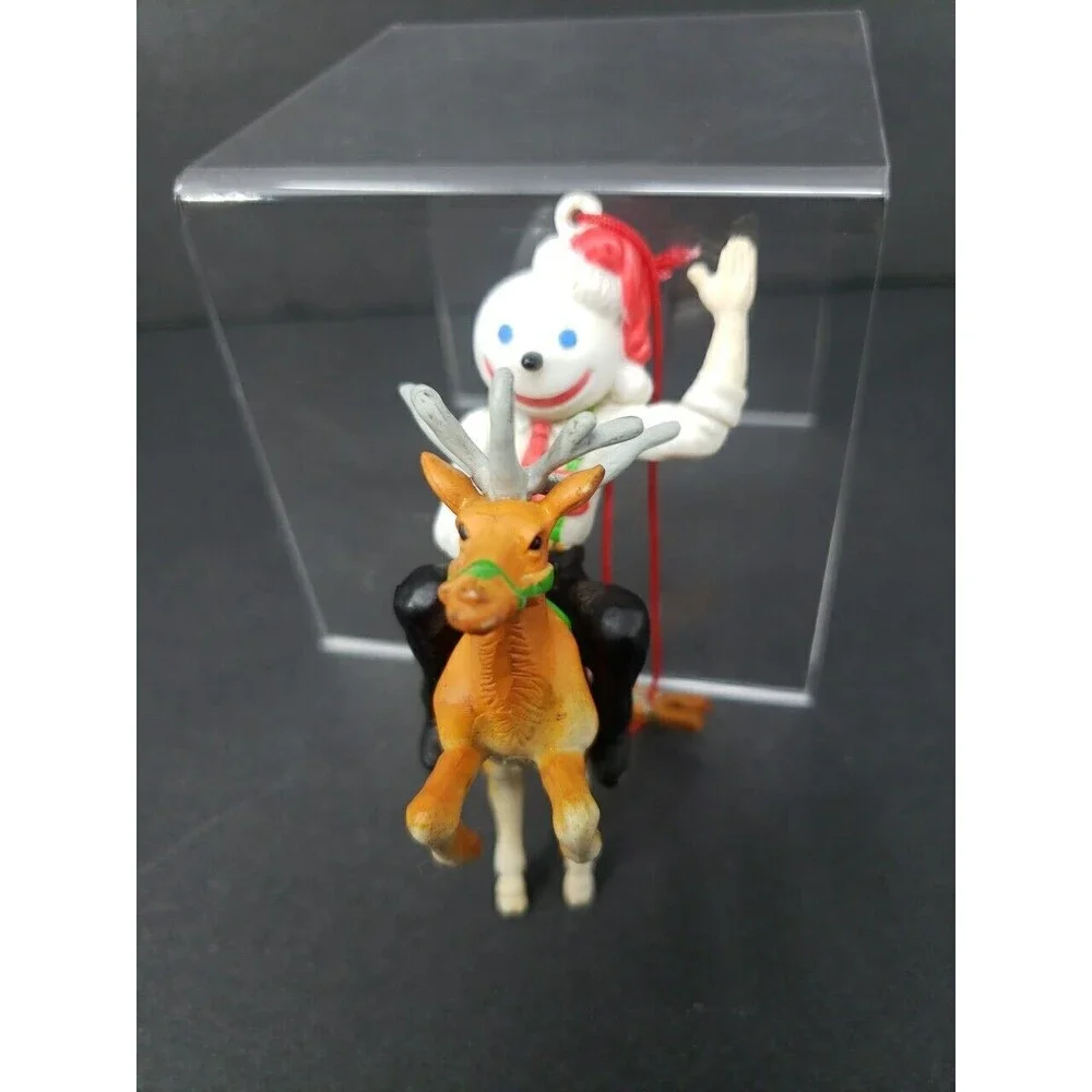 JACK In The Box Santa Ornament Riding Reindeer Antlers Vintage Christmas Ad